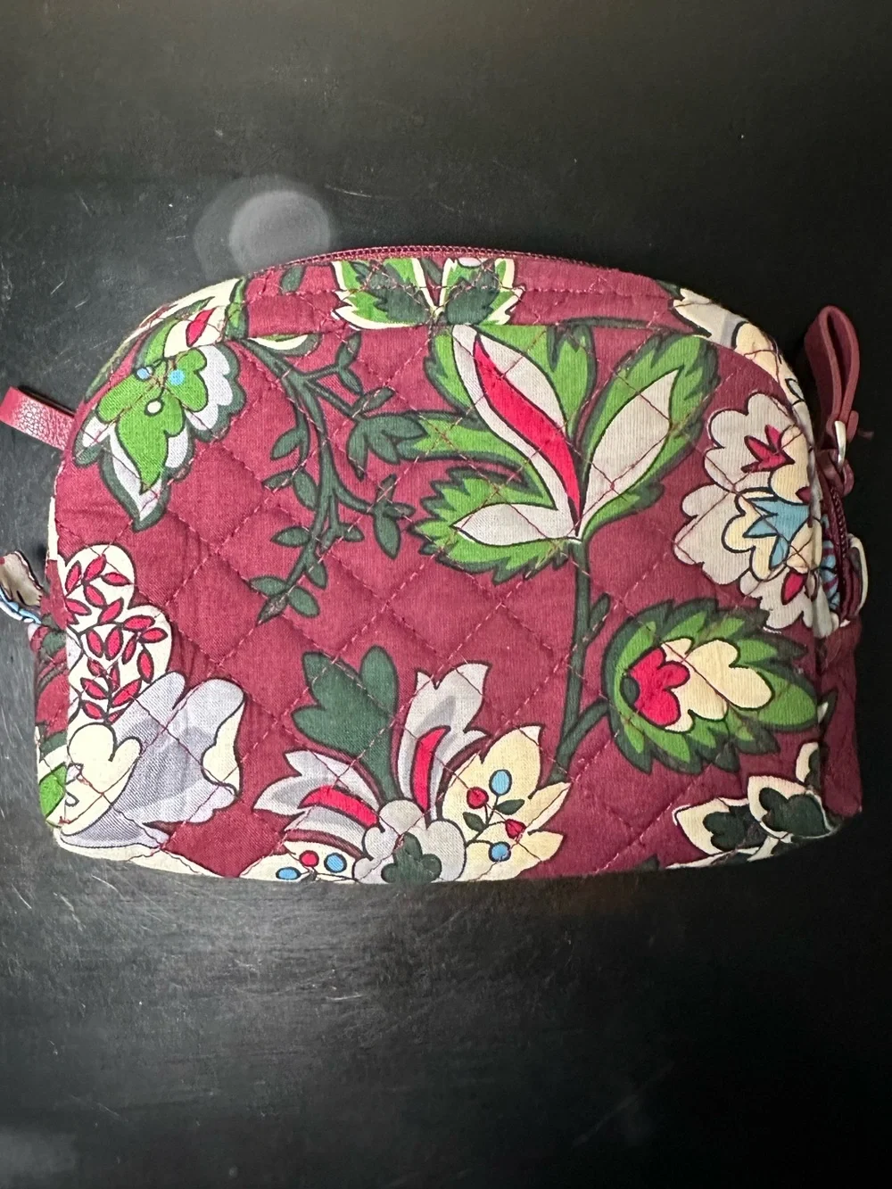 Vera Bradley Wine Floral Quilted Cosmetic Pouch in Bordeaux Blooms